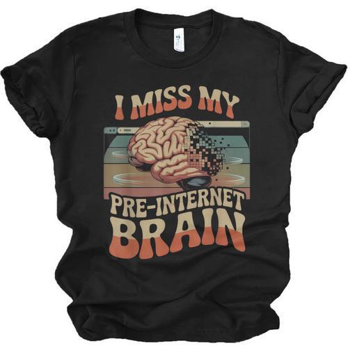 I Miss My Pre-Internet Brain Digital Nostalgia Retro Unisex Jersey T-Shirt - Figerry