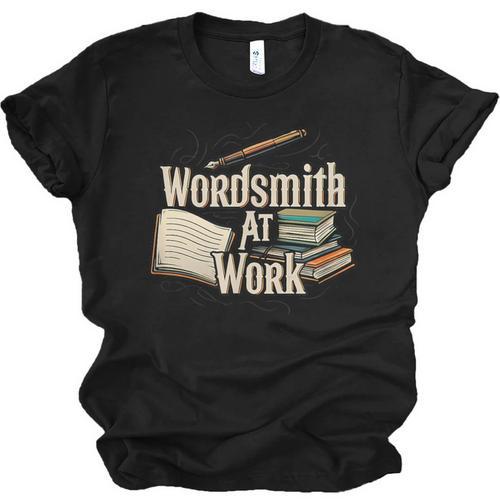 Wordsmith At Work Vintage Writer & Author Pen Book Lover Unisex Jersey T-Shirt - Bookorys