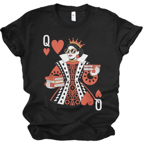 Modern Queen Of Hearts Book Lover Reading Novels Romantasy Unisex Jersey T-Shirt - Bookorys CA