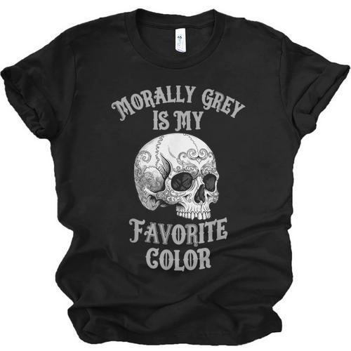 Morally Grey Is My Favorite Color Bookish Skull Unisex Jersey T-Shirt - Bookorys UK