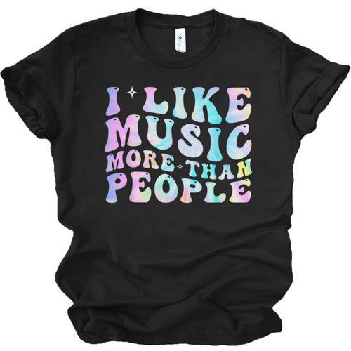 I Like Music More Than People Introvert Musician Retro Unisex Jersey T-Shirt - Raresse