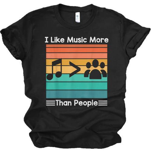 I Like Music More Than People Introvert Saying Quote Unisex Jersey T-Shirt - Raresse