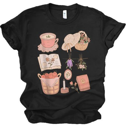Nature Books And Cottage Core Picnic Art Unisex Jersey T-Shirt - Bookorys UK