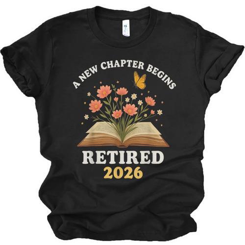 A New Chapter Begins Retired 2026 Floral Book Butterfly Tee Unisex Jersey T-Shirt - Bookorys