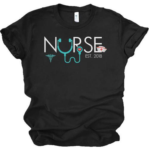 New Nurse Est 2018 School Graduation Nursing Unisex Jersey T-Shirt - Best Gift Smart
