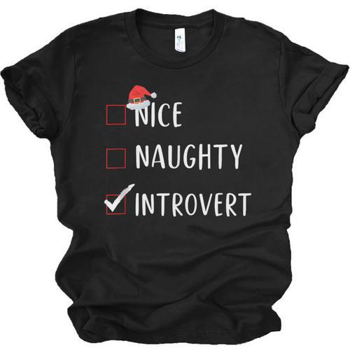 Nice Naughty Introvert List Christmas Introvert Unisex Jersey T-Shirt - Raresse