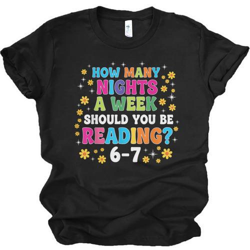 How Many Nights A Week Should You Be Reading 6-7 Book Lovers Unisex Jersey T-Shirt - Bookorys
