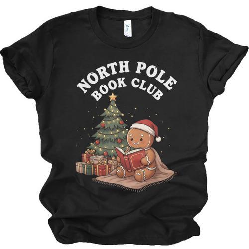 North Pole Book Club Gingerbread Christmas Reading Unisex Jersey T-Shirt - Bookorys DE
