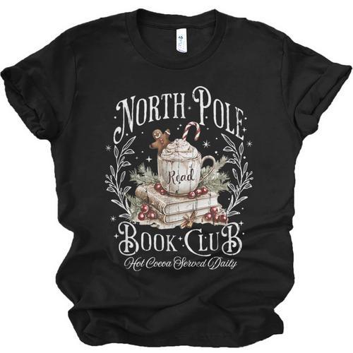 North Pole Book Club Hot Cocoa Served Daily Unisex Jersey T-Shirt - Bookorys