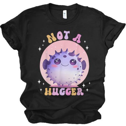 Not a Hugger Cute Pufferfish Autism Awareness Introverts Unisex Jersey T-Shirt - Raresse