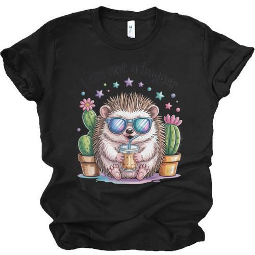 I Am Not a Hugger Introvert Hedgehog With Cactus Unisex Jersey T-Shirt - Raresse