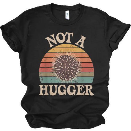 Not A Hugger Retro Sea Urchin Sarcastic Introvert Unisex Jersey T-Shirt - Raresse