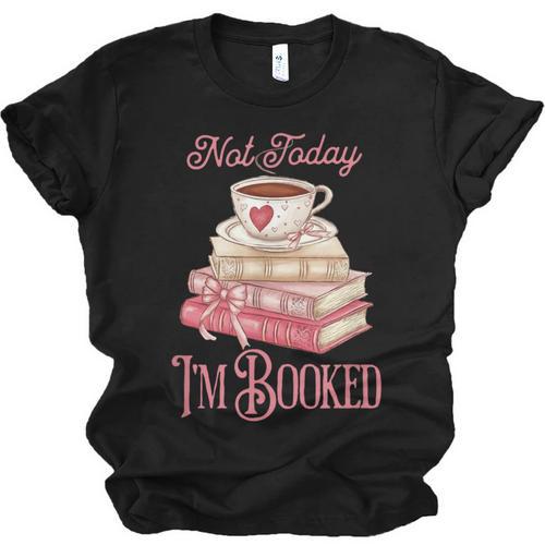 Not Today I'm Booked Book Lover Book Stack Coquette Bow Unisex Jersey T-Shirt - Bookorys