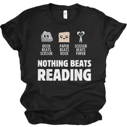 Nothing Beats Reading Librarian Book Bookworm Unisex Jersey T-Shirt - Bookorys