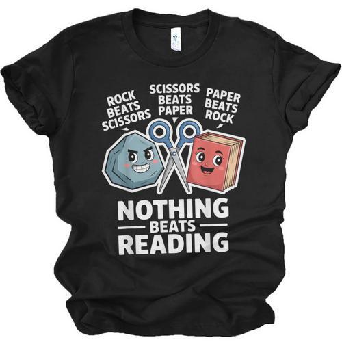 Nothing Beats Reading Rock Paper Scissors Book Lover Unisex Jersey T-Shirt - Bookorys