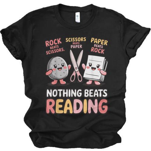 Nothing Goes Beyond Reading Rock Paper Scissors Book Unisex Jersey T-Shirt - Bookorys
