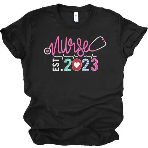 Nurse Graduation RN Nursing School Nurse Established 2023 Unisex Jersey T-Shirt - Best Gift Smart