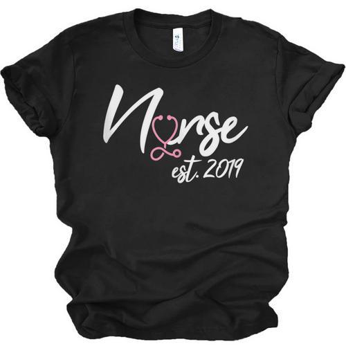 Nursing School Survivor Apparel Graduation Nurse RN EST 2019 Unisex Jersey T-Shirt - Best Gift Smart