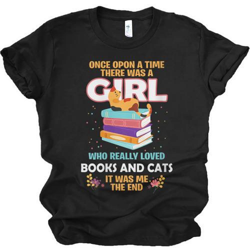 Once Upon A Time There Was A Girl Who Loves Books And Cats Unisex Jersey T-Shirt - Bookorys DE