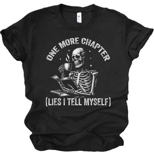 One More Chapter Skeleton Reading Book Lover Bookworm Unisex Jersey T-Shirt - Bookorys UK