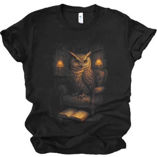 Owl Library Books Wisdom Reading Vintage Scholar Unisex Jersey T-Shirt - Bookorys AU
