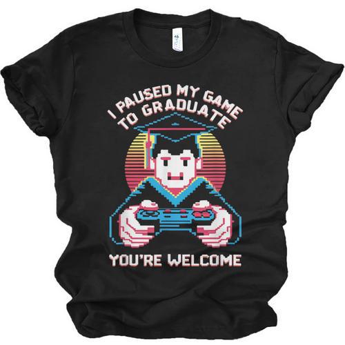 I Paused My Game To Graduate 2024 Gamer Graduation Unisex Jersey T-Shirt - Best Gift Smart