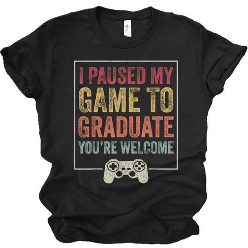 I Paused My Game To Graduate Gamer Graduation Men Boys Unisex Jersey T-Shirt - Best Gift Smart