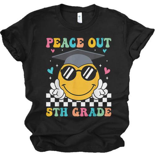 Peace Out 5th Grade Graduation Last Day Of School Unisex Jersey T-Shirt - Best Gift Smart
