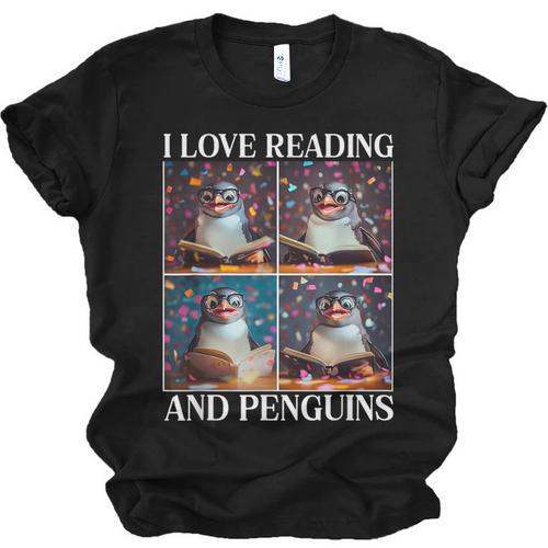 Penguin Love Reading And Penguins Child Book Lover Unisex Jersey T-Shirt - Bookorys