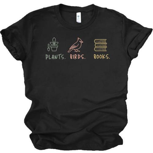 Plants Birds Books Lover Bird Watching Outfit For Bird Nerd Unisex Jersey T-Shirt - Bookorys DE
