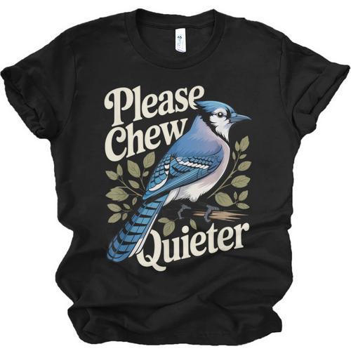 Please Chew Quieter Introvert Christmas Bird Watcher Unisex Jersey T-Shirt - Raresse