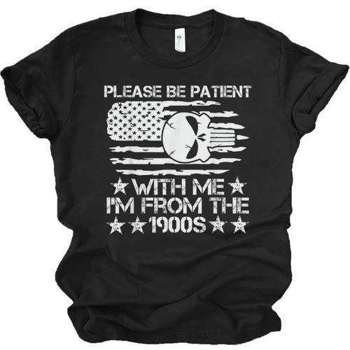 Please Be Patient With Me I'm From The 1900s USA Flag Skull Unisex Jersey T-Shirt - Figerry