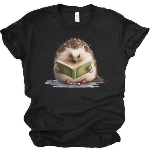 Porcupine Reading Book Hedgehog Book Lover Unisex Jersey T-Shirt - Bookorys DE