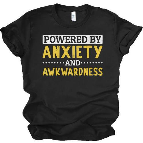 Powered By Anxiety And Awkwardness Social Anxiety Introverts Unisex Jersey T-Shirt - Raresse