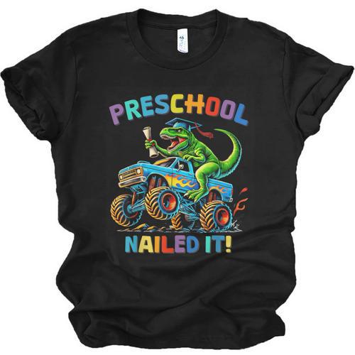 Preschool Graduation Monster Truck Dinosaur Boys Dino Tee Unisex Jersey T-Shirt - Best Gift Smart