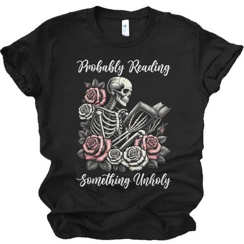 Probably Reading Something Unholy Book Lovers Unisex Jersey T-Shirt - Bookorys
