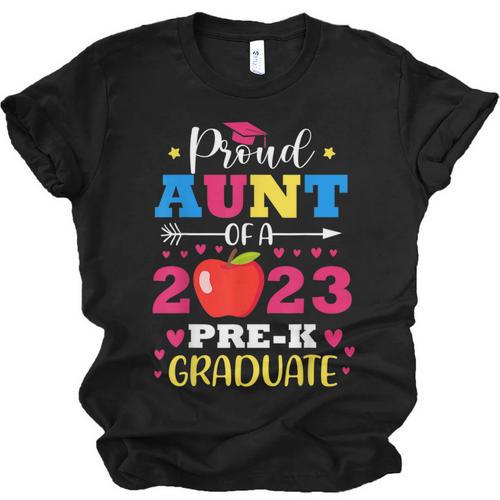 Proud Aunt Of 2023 Pre-K Graduate Senior Graduation Matching Unisex Jersey T-Shirt - Best Gift Smart