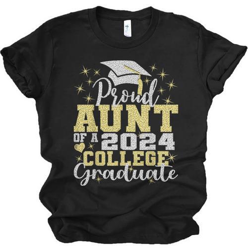 Proud Aunt Of 2024 College Graduate Family 24 Graduation Unisex Jersey T-Shirt - Best Gift Smart