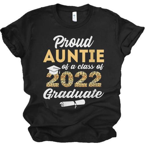 Proud Auntie Of 2022 Graduate Class 2022 Graduation Leopard Unisex Jersey T-Shirt - Best Gift Smart