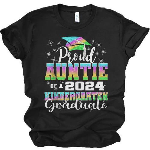 Proud Auntie Of Kindergarten Graduate 2024 Graduation Auntie Unisex Jersey T-Shirt - Best Gift Smart