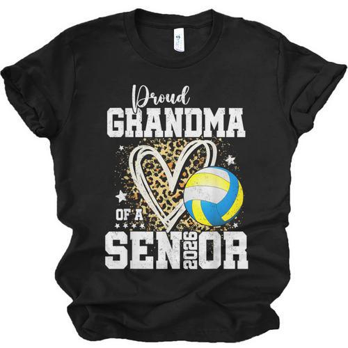 Proud Grandma Of A 2026 Senior Volleyball Graduation Leopard Unisex Jersey T-Shirt - Best Gift Smart