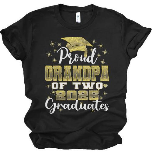 Proud Grandpa Of Two 2025 Graduates Graduation Family Unisex Jersey T-Shirt - Best Gift Smart