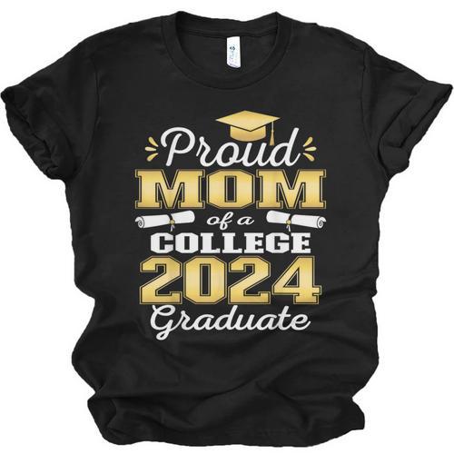 Proud Mom Of 2024 College Graduate Family 24 Graduation Unisex Jersey T-Shirt - Best Gift Smart