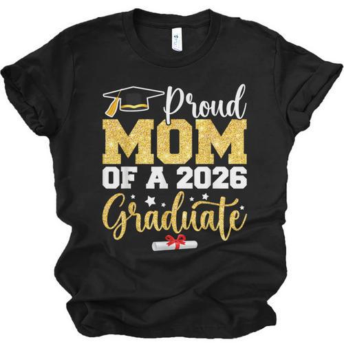 Proud Mom Of A Class Of 2026 Graduate Senior Gold Graduation Unisex Jersey T-Shirt - Best Gift Smart