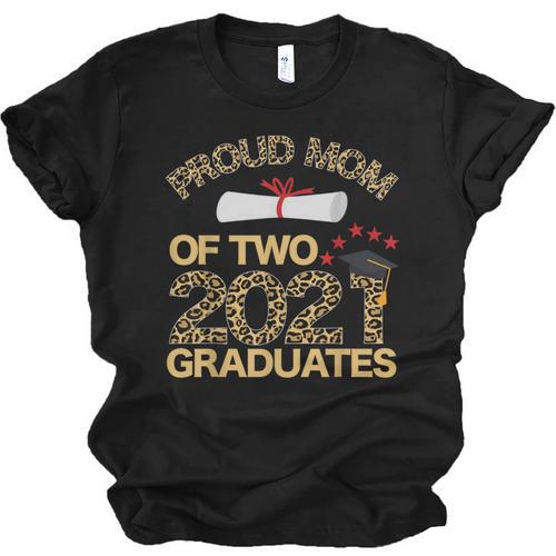 Proud Mom Of Two 2021 Graduates Twin Mama Graduation Leopard Unisex Jersey T-Shirt - Best Gift Smart