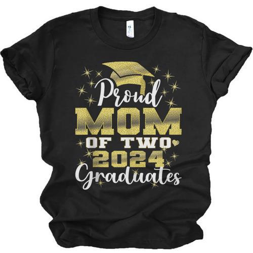 Proud Mom Of Two 2024 Graduate Class 2024 Graduation Family Unisex Jersey T-Shirt - Best Gift Smart