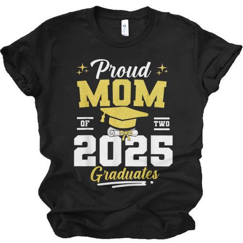 Proud Mom Of Two Class Of 2025 Graduates Twins Graduation Unisex Jersey T-Shirt - Best Gift Smart