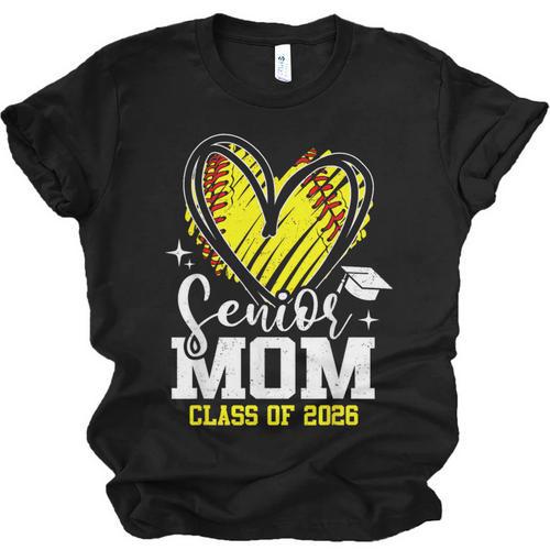 Proud Senior Mom Class Of 2026 Softball Graduation Heart Unisex Jersey T-Shirt - Best Gift Smart