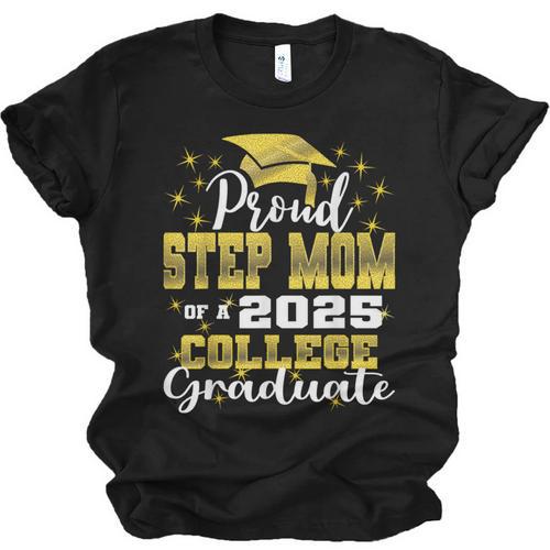 Proud Step Mom Of 2025 College Graduate Family 24 Graduation Unisex Jersey T-Shirt - Best Gift Smart