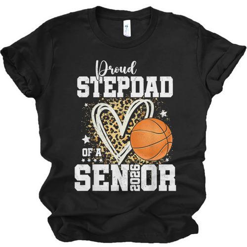 Proud Stepdad Of A 2026 Senior Basketball Graduation Leopard Unisex Jersey T-Shirt - Best Gift Smart